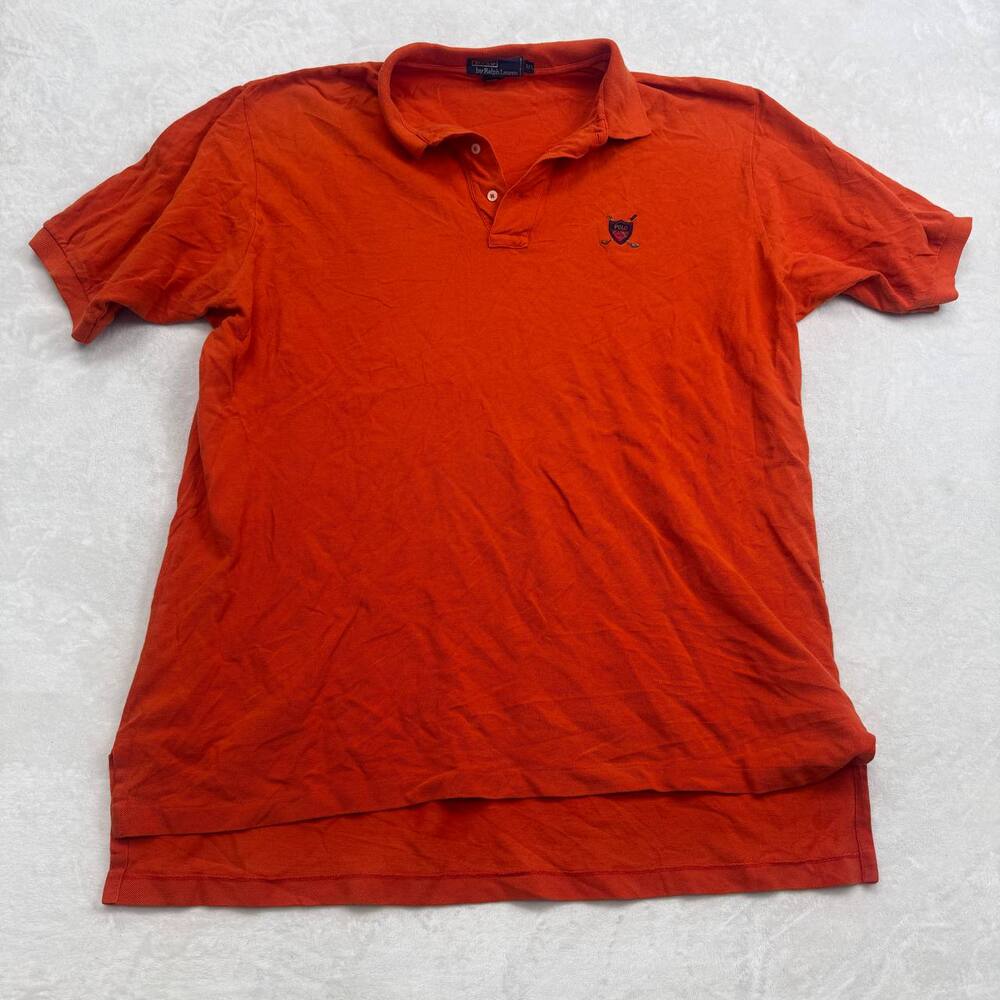 Ralph Lauren Polo Men's Shirt Size XXL Orange Short Sleeve Pique Cotton Shield